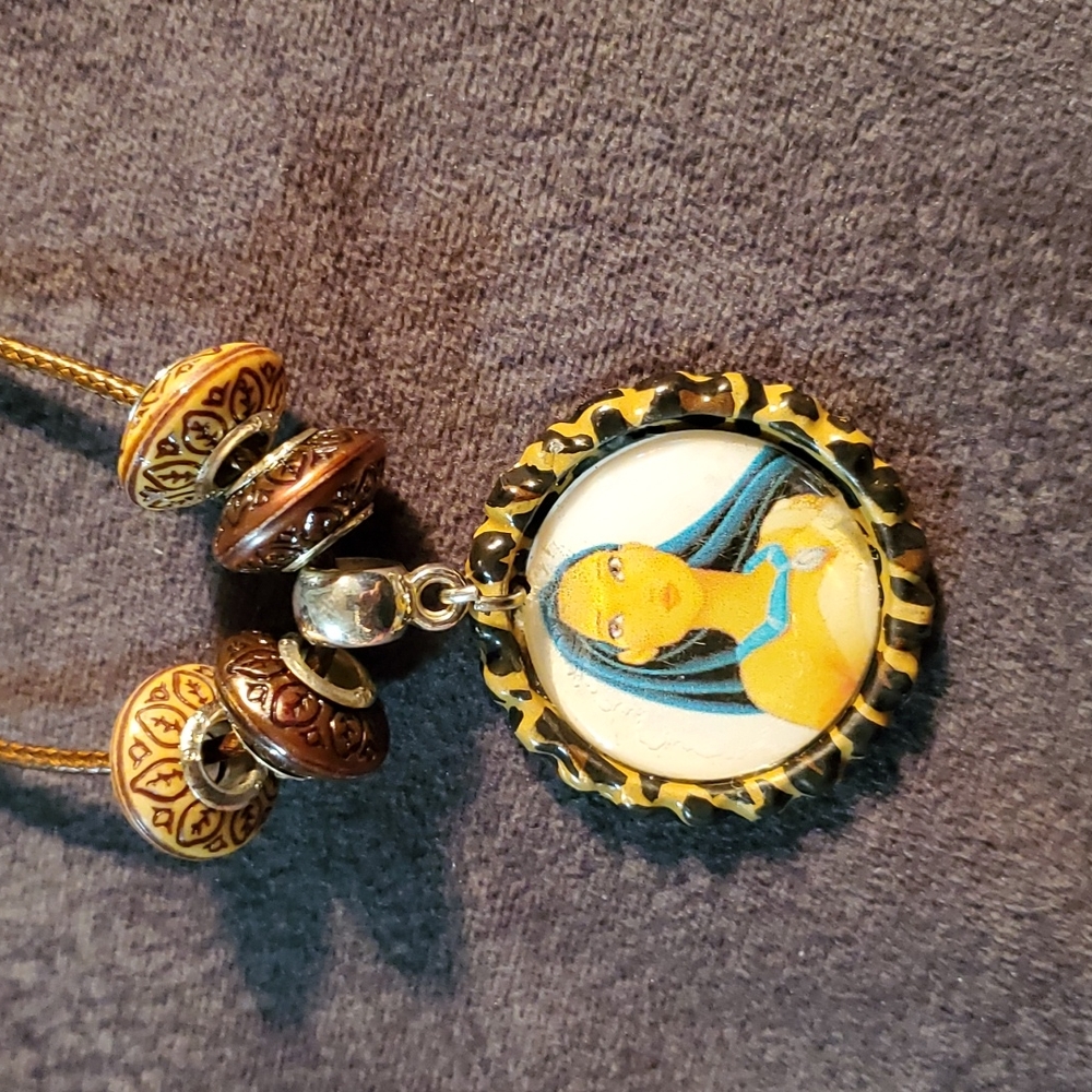 Handmade pocahontas bottlecap New necklace one of a kind